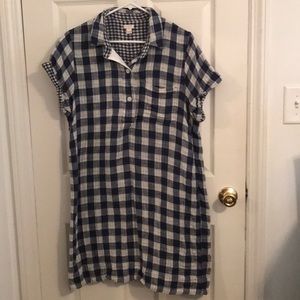 J Crew Factory Gingham Shirt Dress